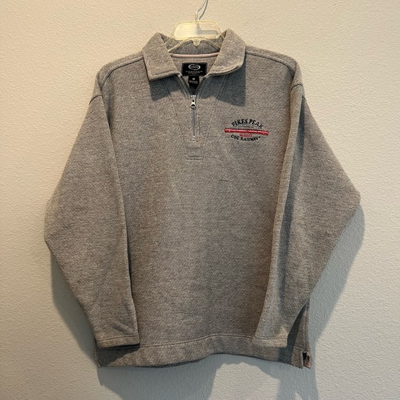 Ouray Colorado Gray Quarter Zip Pullover Sweatshirt Pikes Peak Cog Railway M - Picture 2 of 8